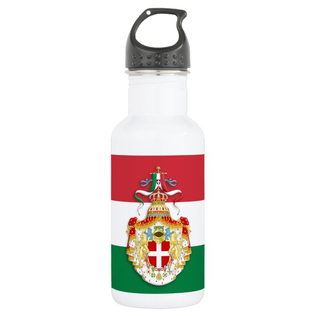 Italian Flag with insignia of the Kingdom of Italy Stainless Steel Water Bottle (Front)