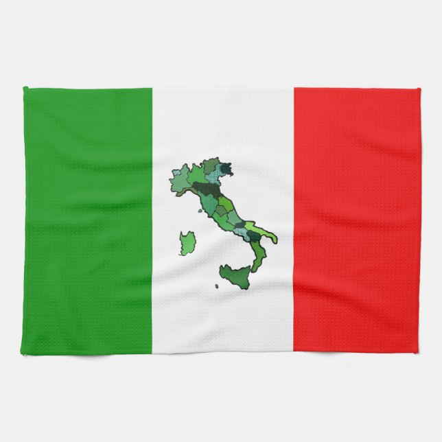 Italian Flag with Map of Italy Towel (Horizontal)
