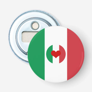 Italian flag with red heart - fashion/sports fans bottle opener