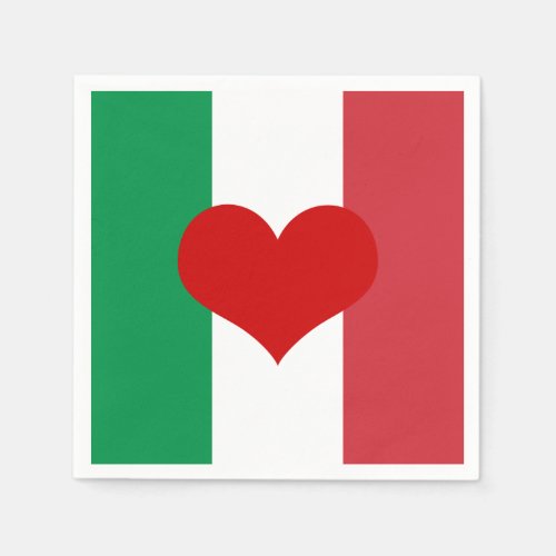 Italian flag with red heart _ party fashionsports napkins