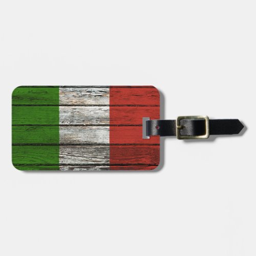 Italian Flag with Rough Wood Grain Effect Luggage Tag