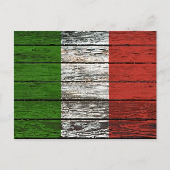 Italian Flag with Rough Wood Grain Effect Postcard (Front)