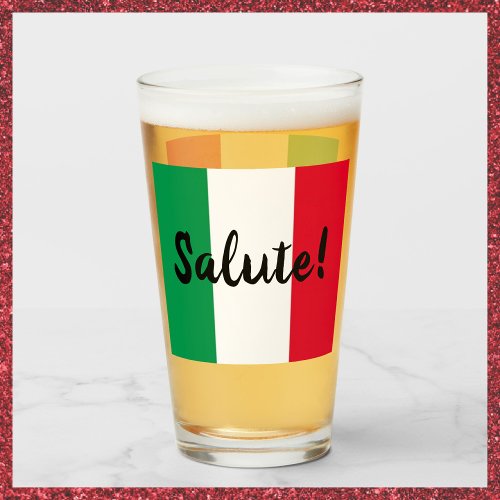 Italian Flag with Salute Greeting Glass