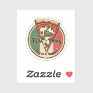 Italian Flag with Vintage Rome & Naples Pizza Sticker