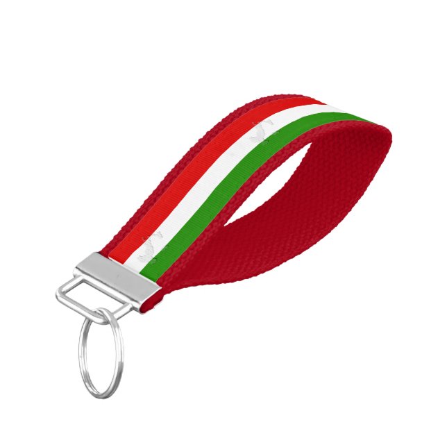Italian flag wrist keychain (Angled Down)