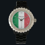 Italian flag wrist watch for men and women<br><div class="desc">Italian flag wrist watches for men and women. Stylish watches with flag of Italy. Patriotic tricolore design. Cute gift idea for proud Italian Americans. Personalizable text.</div>
