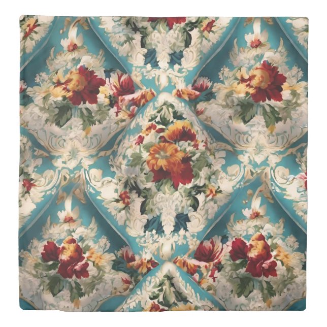 Italian Floral Damask Whimsical Pattern Duvet Cover (Front)