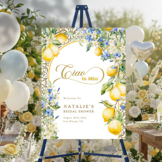 Italian Floral Lemon Ciao To Miss Bridal Shower Foam Board