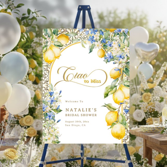 Italian Floral Lemon Ciao To Miss Bridal Shower Foam Board (Italian Floral Lemon Ciao To Miss Bridal Shower Foam Board)