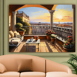 Italian Florence Sunset Balcony with Sleeping Cat Acrylic Print