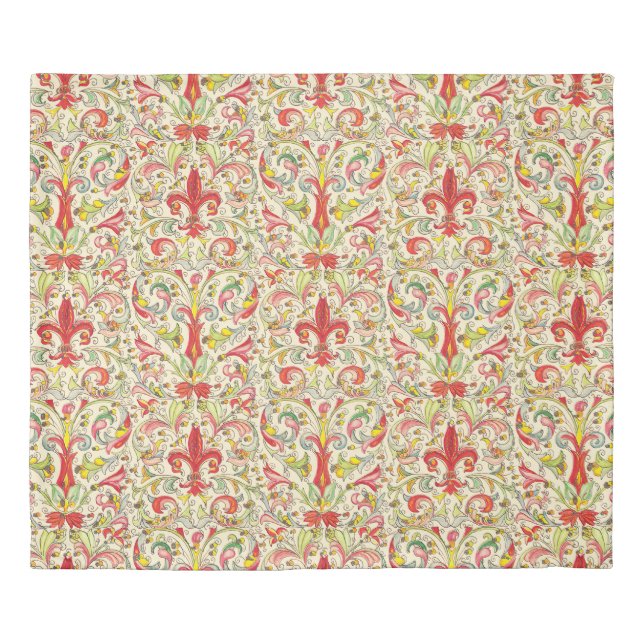 Italian Florentine Fleur de Lis Pattern Duvet Cover (Front)