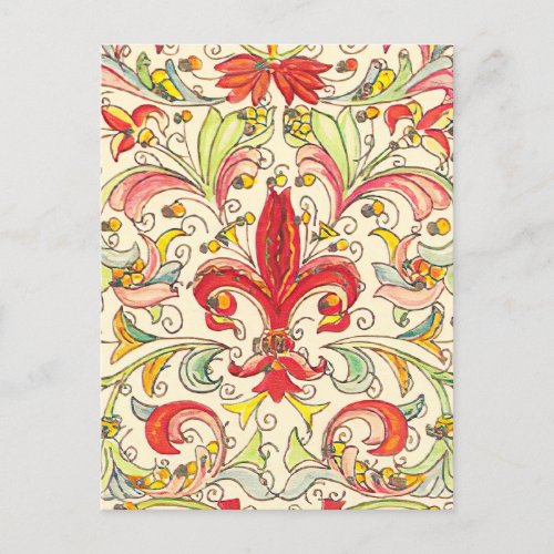 Italian Florentine Fleur de Lis Pattern Postcard