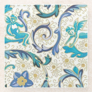 Italian Florentine Flourishes Pattern Glass Coaster