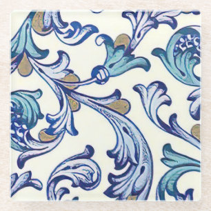 Italian Florentine Flourishes Pattern Glass Coaster