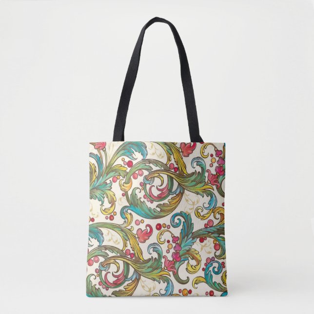 Italian Florentine Flourishes Pattern Tote Bag (Front)