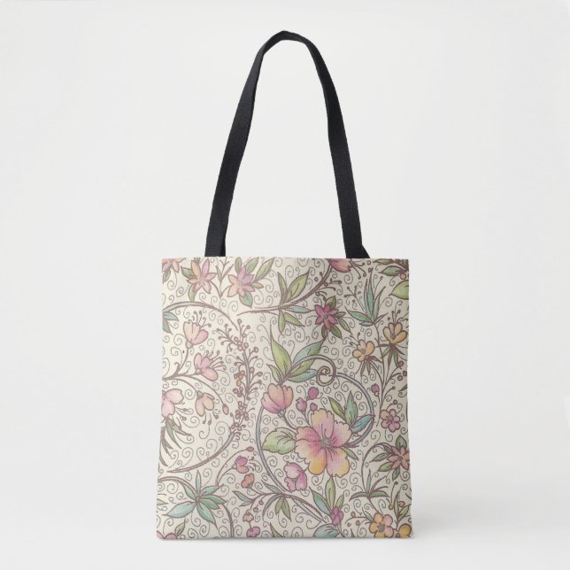 Italian Florentine Flourishes Pattern Tote Bag (Front)