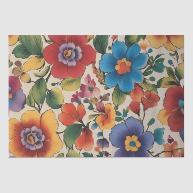 Italian Flower Print Decoupage /  Tissue Paper (Front)