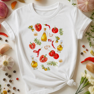 Italian Food Art Shirt   Tomato Olive Oil Rosemary