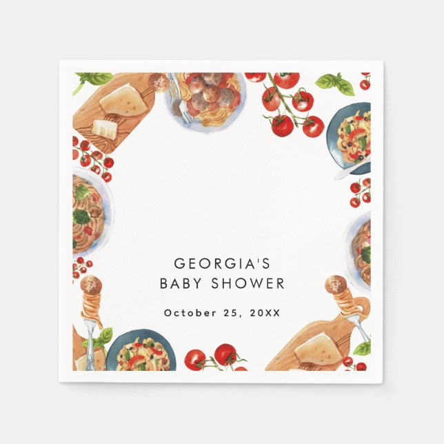 Italian Food Baby Shower  Napkins (Front)