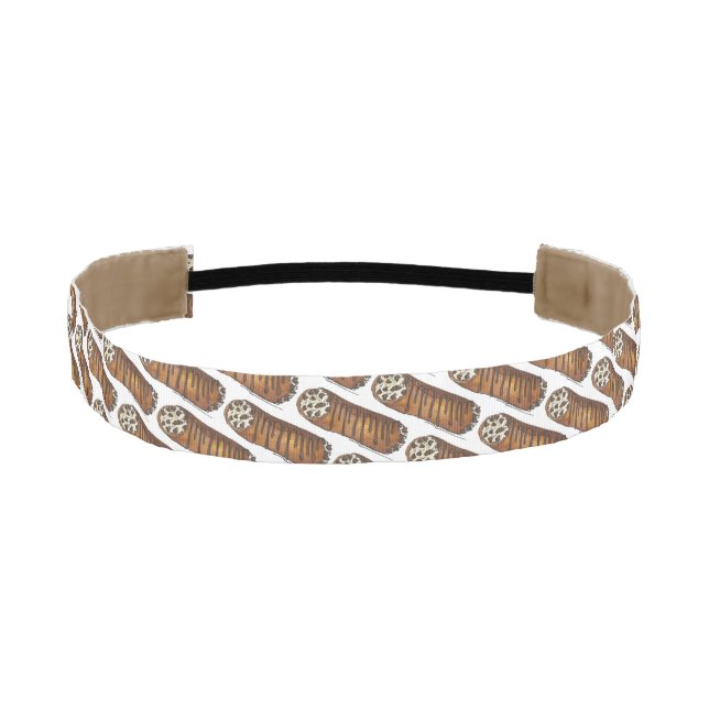 Italian Food Bakery Pastry Chocolate Chip Cannoli Athletic Headband (Front)