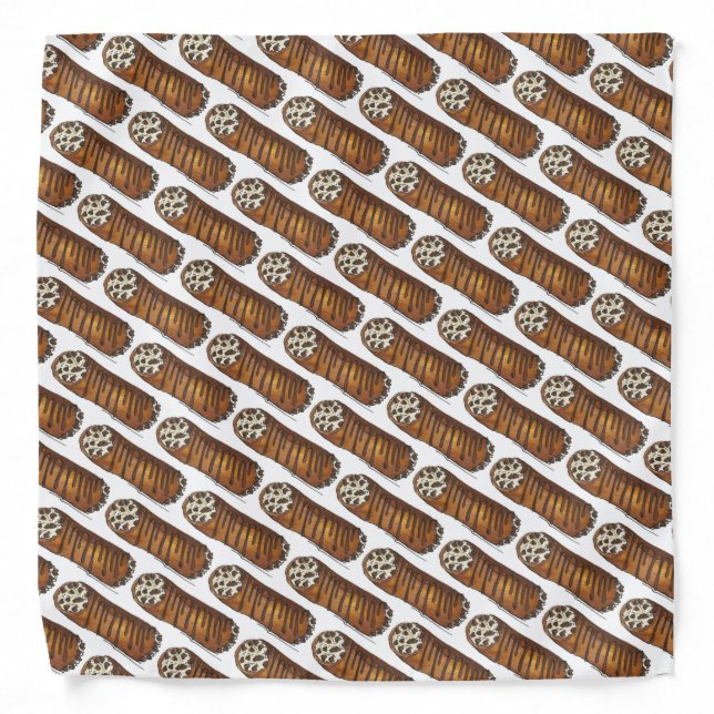Italian Food Bakery Pastry Chocolate Chip Cannoli Bandana (Front)