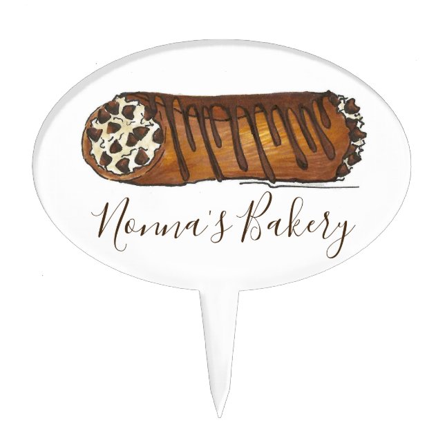 Italian Food Bakery Pastry Chocolate Chip Cannoli Cake Topper (Front)