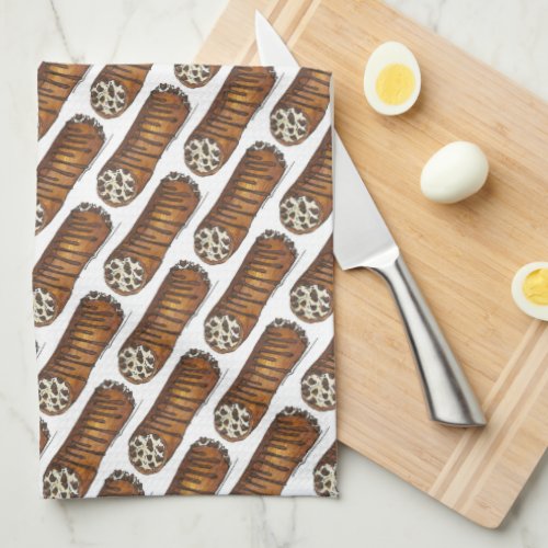 Italian Food Bakery Pastry Chocolate Chip Cannoli Kitchen Towel