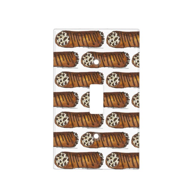 Italian Food Bakery Pastry Chocolate Chip Cannoli Light Switch Cover (Front)