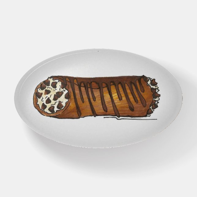 Italian Food Bakery Pastry Chocolate Chip Cannoli Paperweight (Front)