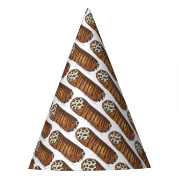 Italian Food Bakery Pastry Chocolate Chip Cannoli Party Hat by rebeccaheartsny at Zazzle