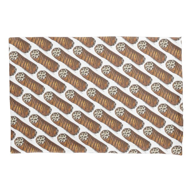 Italian Food Bakery Pastry Chocolate Chip Cannoli Pillow Case (Front)