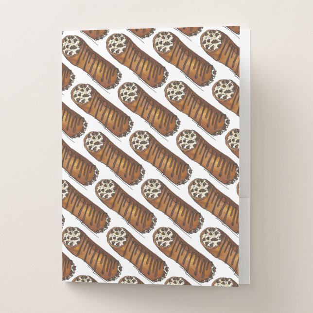 Italian Food Bakery Pastry Chocolate Chip Cannoli Pocket Folder (Front)