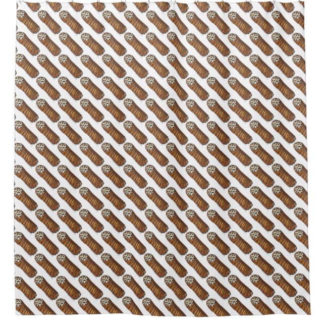 Italian Food Bakery Pastry Chocolate Chip Cannoli Shower Curtain (Front)