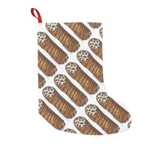 Italian Food Bakery Pastry Chocolate Chip Cannoli Small Christmas Stocking