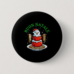 Italian Food Christmas Meatball Snowman Ugly Chris Button