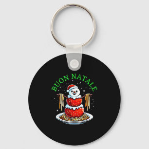 Italian Food Christmas Meatball Snowman Ugly Chris Keychain