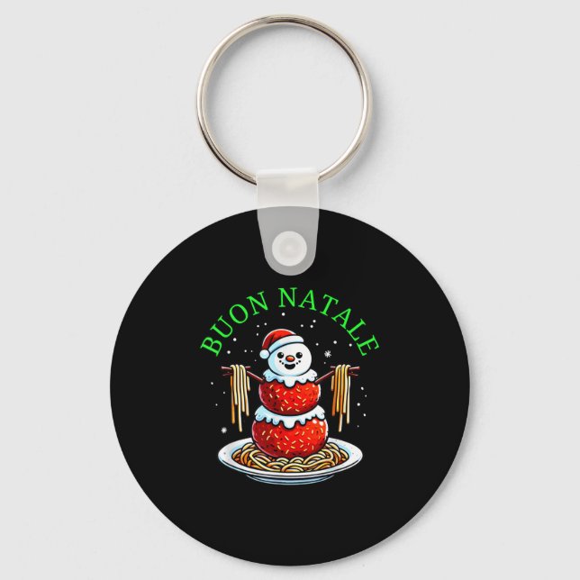 Italian Food Christmas Meatball Snowman Ugly Chris Keychain (Front)