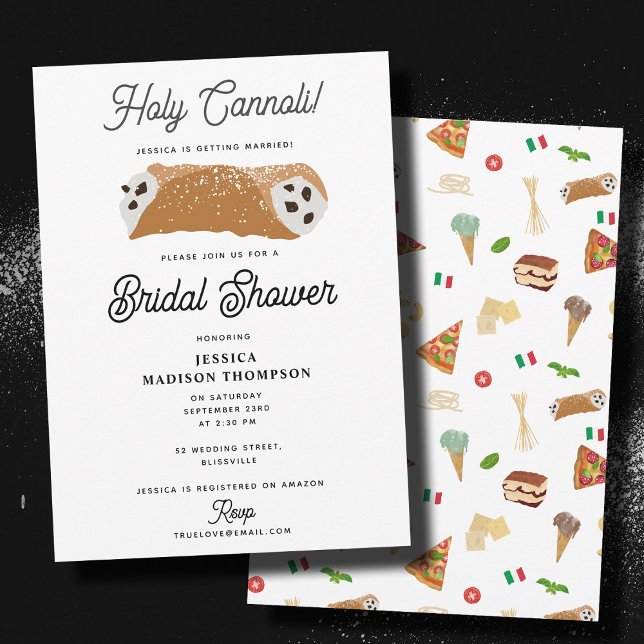 Italian Food Holy Cannoli Bridal Shower Wedding Invitation (Italian Food Holy Cannoli Bridal Shower Wedding Invitation)