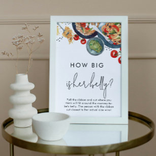 Italian Food How Big is Her Belly Baby Shower Game Poster