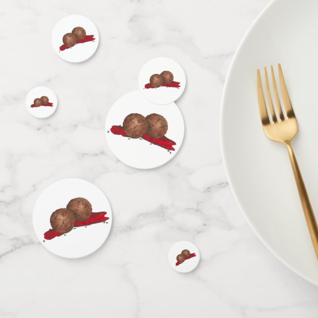 Italian Food Meatball Meat Balls Marinara Sauce Confetti (Group)