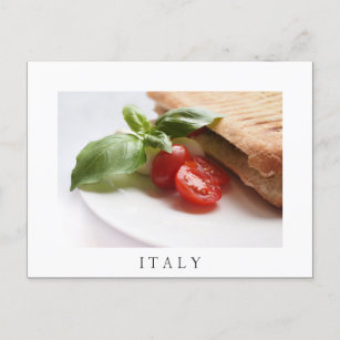 Italian food panini sandwich white text postcard