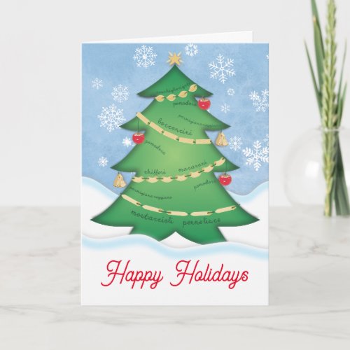Italian food pasta Christmas tree chef catering Holiday Card