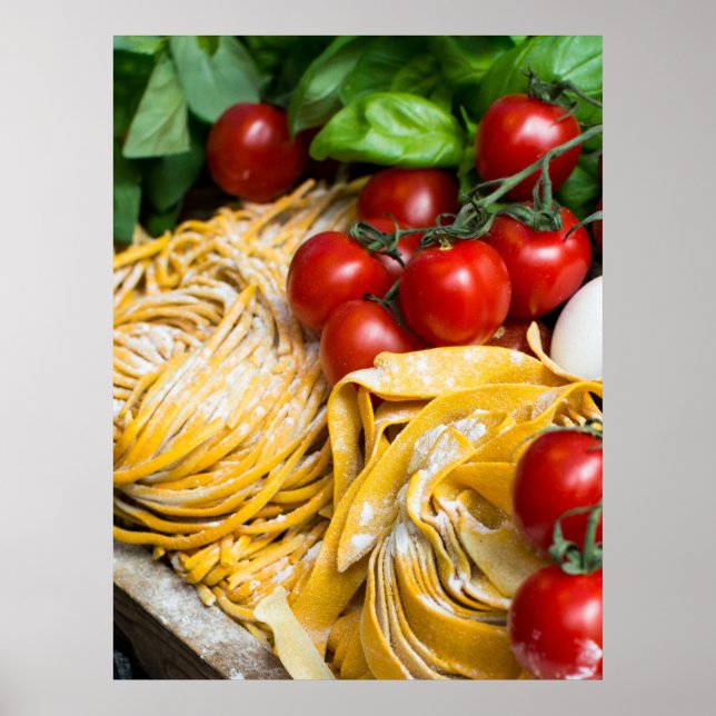 Italian Food Pasta Tomato Basil Eggs Poster (Front)