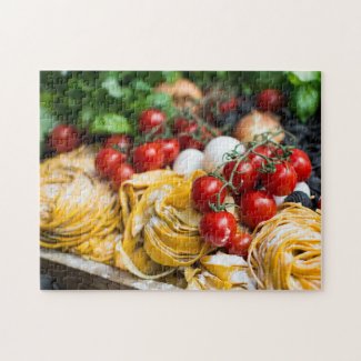 Italian Food Pasta Tomato Basil Jigsaw Puzzle