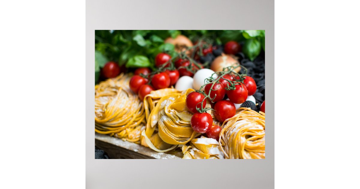 Italian Food Pasta Tomato Basil Poster | Zazzle