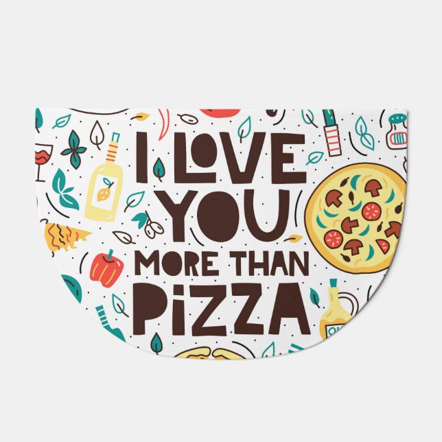 Italian food, pizza love lettering. doormat (Front)