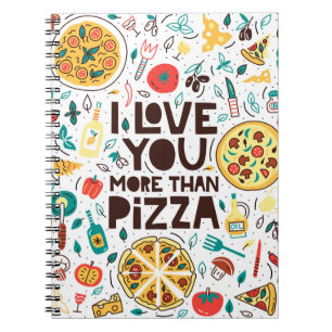 Italian food, pizza love lettering. notebook
