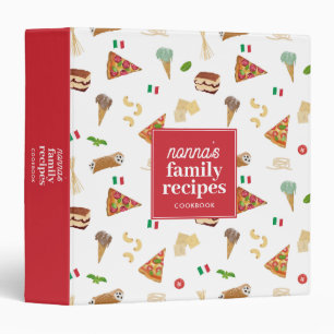 Italian Food Pizza Pasta Family Nonna Recipe 3 Ring Binder