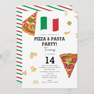 Italian Food Pizza & Pasta Making Birthday Party Invitation