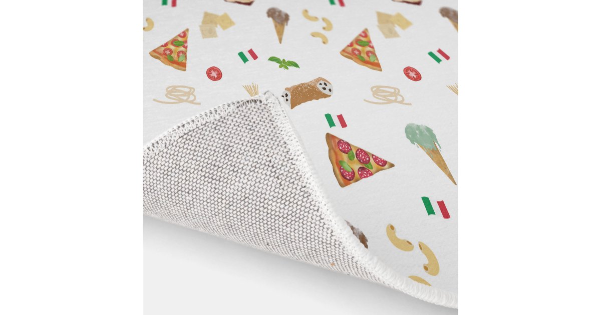 Italian Food Pizza Pasta Tiramisu Kitchen Rug | Zazzle